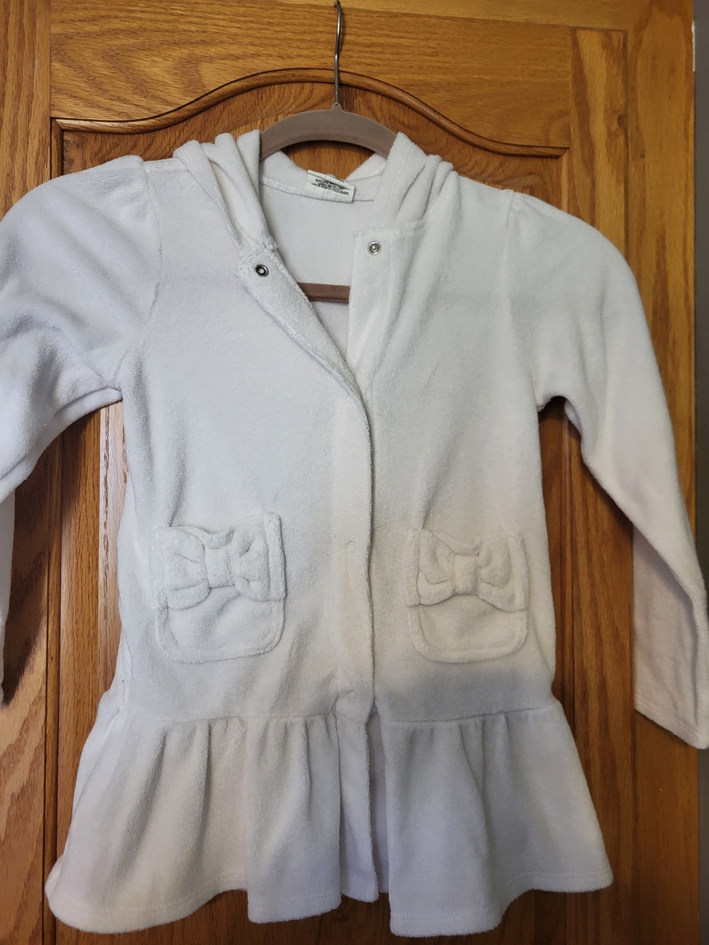 Girls Sz 5T White Hooded Swimsuit Cover Up With Pockets Wave Zone